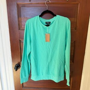A.P.C. Teal Thierry Crewneck Knit Sweater